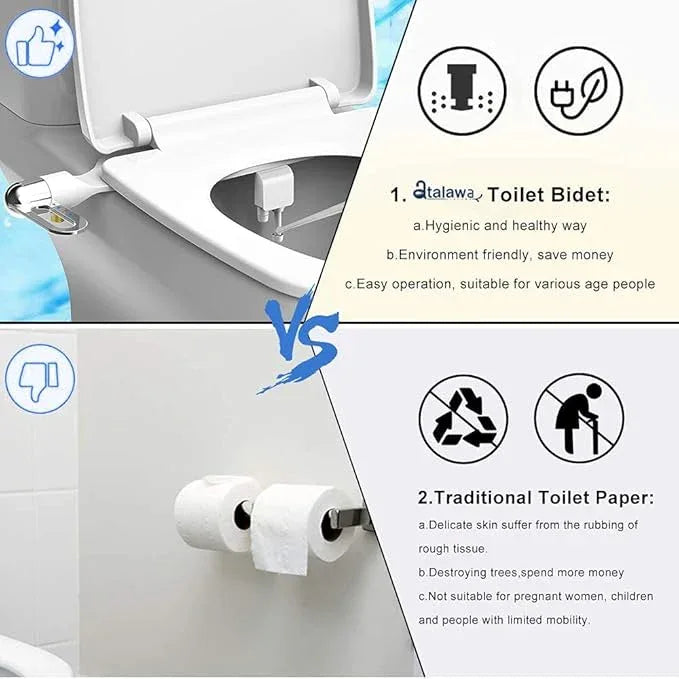 Bidet Toilet Seat Attachment Ultra Slim Bidet With Self Cleaning Dual Nozzle Adjustable Water Non Electric Bidet Fresh Water Spray for Sanitary and Feminine Wash (Sliver) - ModernBath