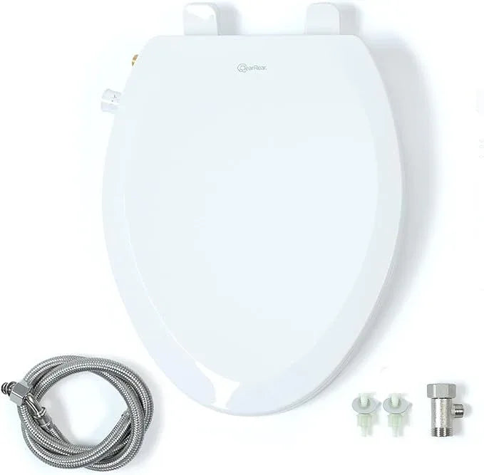 CLEAR REAR Elongated Bidet Toilet Seat – Non Electric Attachment for Toilets, Easy to Install Self Cleaning, Rear & Feminine Wash Nozzles, Adjustable Water Sprayer, Eco Friendly Hygienic Upgrade - ModernBath