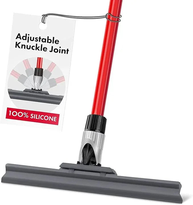 Silicone Floor Squeegee with 55-Inch Long Handle, 12-Inch Single Cast Silicone Blade, 360° Swivel Joint - Multifunction Floor Squeegee for Garage, Concrete Floor, Shower Floor, Glass Windows - ModernBath