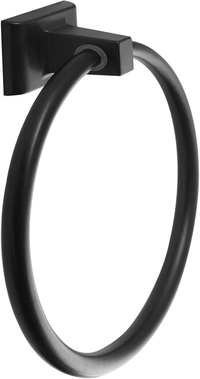 SENTO Cellar Classic Bathroom Accessories Set, Heavy Duty Metal Bath Hardware Set Wall Mounted, Includes Robe Hook, Standard Toilet Paper Holder, Towel Ring, 24” Towel Bar (4-Piece, Matte Black) - ModernBath