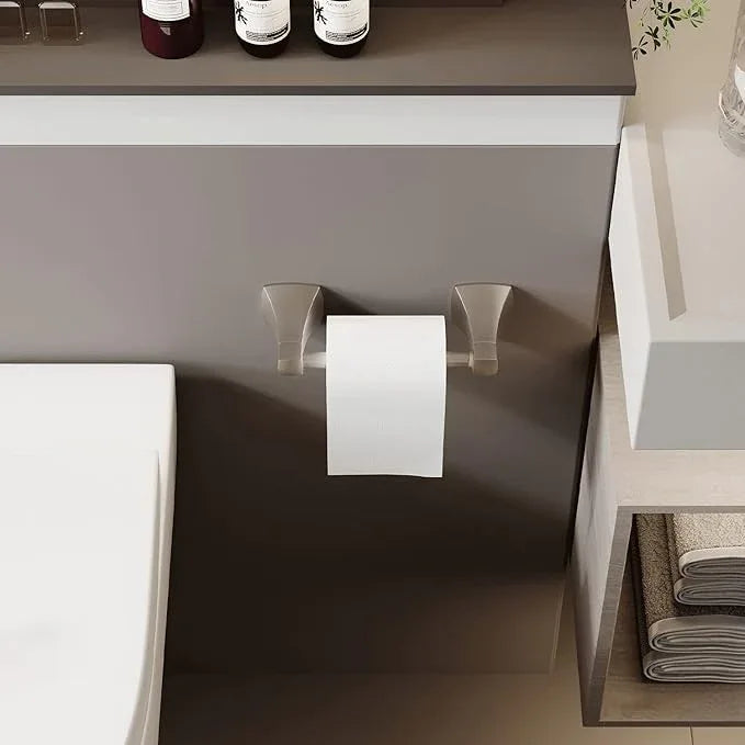 Brushed Nickel Toilet Paper Holder Bathroom Double Post Pivoting Tissue Roll Holder Stainless Steel and Zinc Alloy Wall Mount - ModernBath