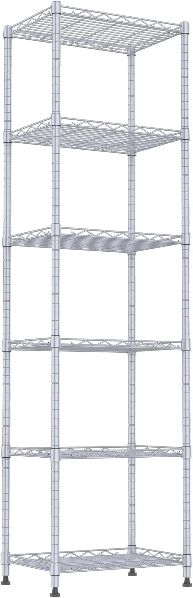 REGILLER 6 Wire Shelving Steel Storage Rack Adjustable Unit Shelves for Laundry Bathroom Kitchen Pantry Closet(Silver, 11.7" D x 16.8" W x 63" H) - ModernBath