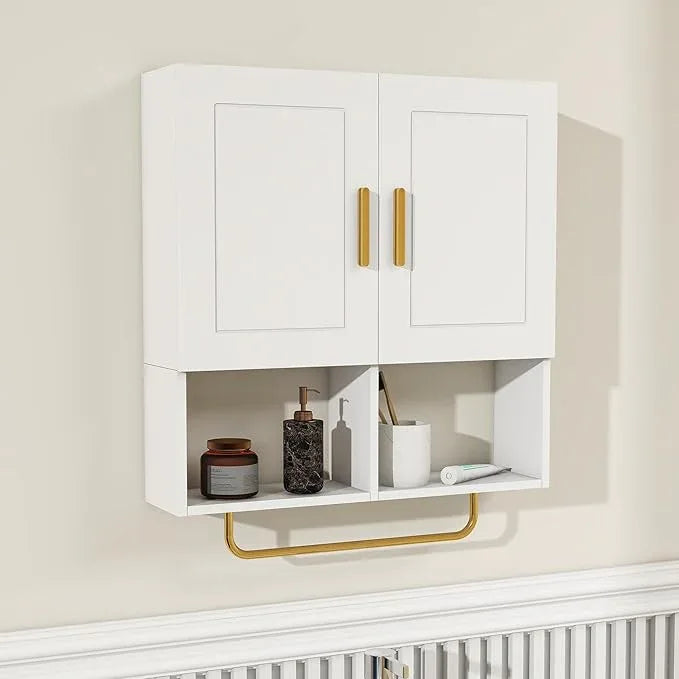 Wall Mounted Bathroom Storage Cabinet Medicine Cabinet with Adjustable Shelves & Towel Bar for Bathroom, Laundry Room, Bedroom, Enterway - ModernBath