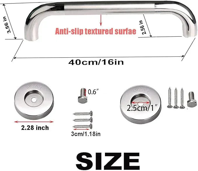 16 Inch Anti Slip Shower Grab Bar, Munzong Stainless Steel Bathroom Grab Bar, Satin Brushed Nickel Knurled Bathroom Balance Bar,Safety Hand Rail Support Handicap Elderly Senior Assist Bath Handle - ModernBath