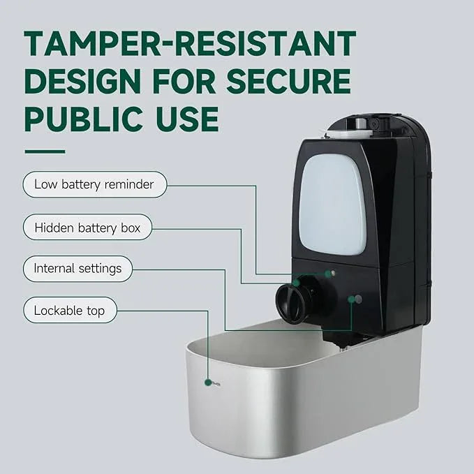 anydry Commercial Automatic Soap Dispenser Large 34oz/1000ml Capacity Wall-Mounted Touchless Liquid Dispenser for High-Traffic Restrooms, Offices, Hospitals Model AD1220S Silver - ModernBath