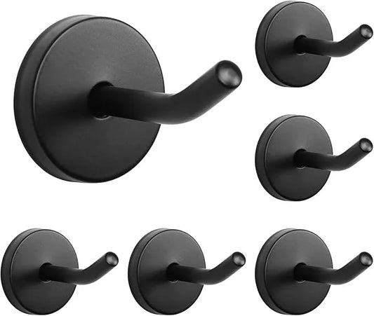 NearMoon Coat Hooks, Wall Mount Hooks for Hanging Hat Hurse Robe, 304 Stainless Steel Heavy Duty Towel Hangers for Bathroom Livingroom Hotel Kitchen Garage, 6 Pack (2 Inch, Matte Black) - ModernBath