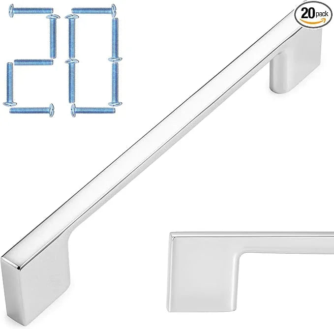 KOOFIZO 20 Pack 5 Inch Polished Chrome Kitchen Cabinet Pulls Chrome Cabinet Handles Chrome Cabinet Hardware for Kitchen Cabinets Drawer P01 Dresser Cupboard Bedroom Bathroom - ModernBath