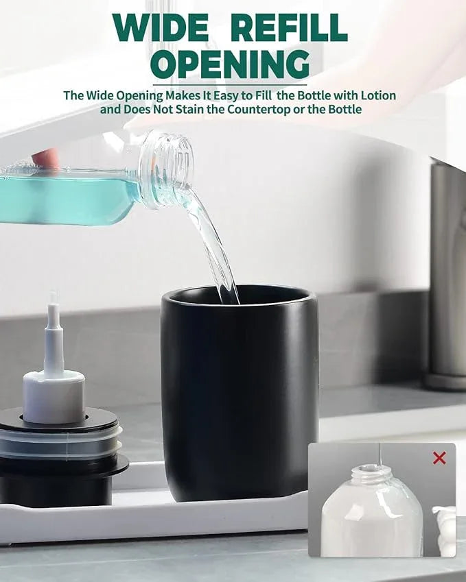 BosilunLife Black Foam Soap Dispenser - Ceramic Foaming Hand Wash Dispenser for Bathroom Modern Farmhouse Small Soap Dispenser Lotion Hand Pump Dispenser for Kitchen Sink - ModernBath