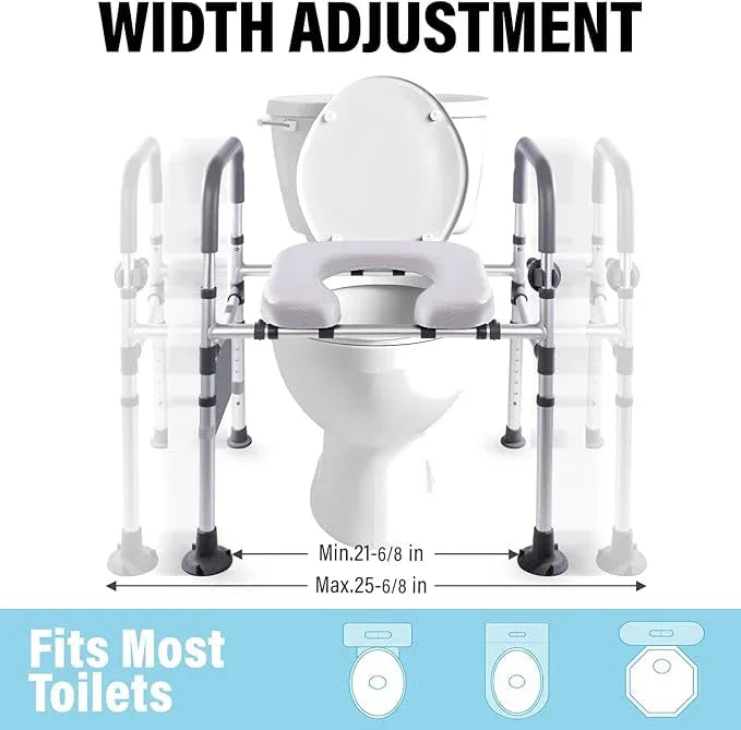 xlkkf Adjustable Raised Toilet Seat with Handles - FSA HSA Eligible Toilet Riser for Seniors & Handicap, Fits Any Toilet, Supports 400lbs - ModernBath