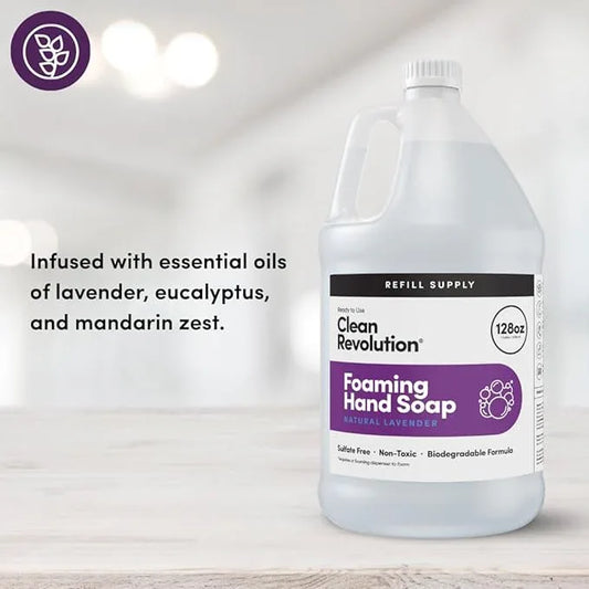 Clean Revolution Foaming Hand Soap Refill Supply Container. Ready to Use Formula. Natural Lavender Fragrance, 128 Fl. Oz - ModernBath