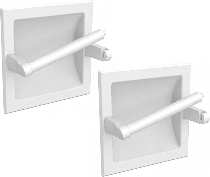Recessed Toilet Paper Holder for Regular Rolls White 2 Pack, Pivoting Toilet Paper Holder Wall Mount Made of Metal, in Wall Toilet Paper Holders for Bathroom - ModernBath