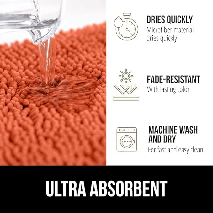 GORILLA GRIP Bathroom Rug Sets, Soft Chenille 2 Piece Area Rugs Set, Toilet Base Mat and 30x20 Carpet, Absorbent Microfiber Washable Mats Dry Quickly, Home Décor and Bath Room Accessories, Coral - ModernBath