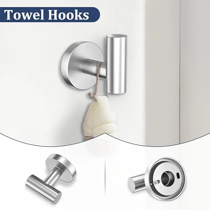 5 Pieces Bathroom Hardware Set Brushed Nickel Towel Bar Set Round Towel Holder Set Upgraded Paper Towel Holder with Shelf Stainless Steel Wall Mounted,23.6 Inch - ModernBath