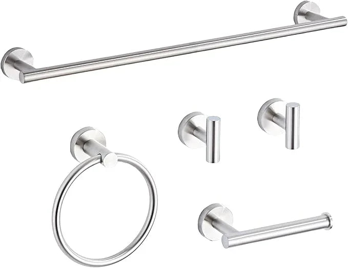 Brushed Nickel Bathroom Hardware Set 5 Piece with Towel Racks for Bathroom, SUS304 Stainless Steel Bath Towel Bar Set, 24 Inch Wall Mounted Accessories Kit… - ModernBath