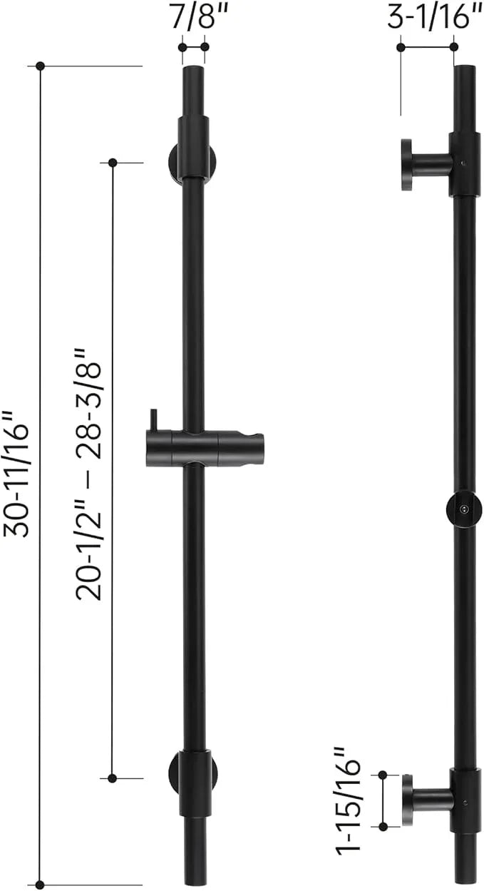 KES 30-Inch Matte Black Shower Slide Bar with Adjustable Handheld Shower Head Holder for Bathroom Wall Mount 18/8 Stainless Steel, F209S78-BK - ModernBath