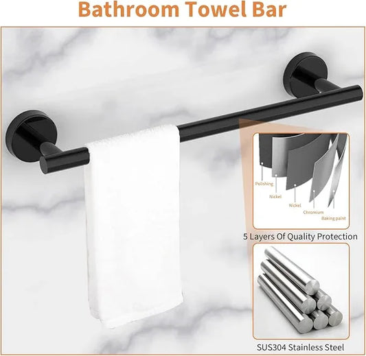 Cilee 10 Piece Matte Black Bathroom Hardware Set,2 Pack 5 Piece Bathroom Accessories Set Include 24 inch,16 inch Toilet Paper Holder, Towel bar,Towel Ring,Towel Hook,Stainless Steel Wall Mounted - ModernBath