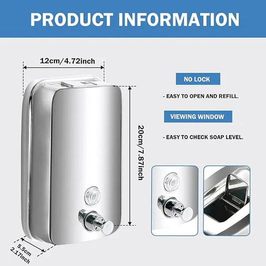 4 Pack 1000ml Commercial Soap Dispenser Wall Mount, Stainless Steel Hand Soap Dispenser for Bathrooms, Refillable Hand Sanitizer Dispenser for Home, Hotels, Restaurants, Hospitals (Silver) - ModernBath