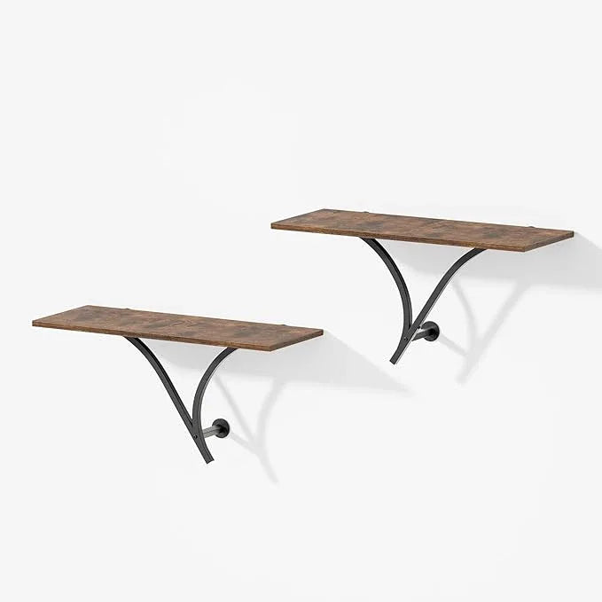 Floating Shelves, 26.7 Inch Long Wall Shelf Set of 2, Wide Display Shelf Wall Mounted Hanging Shelving for Bathroom, Living Room, Bedroom, Kitchen, Rustic Brown - ModernBath