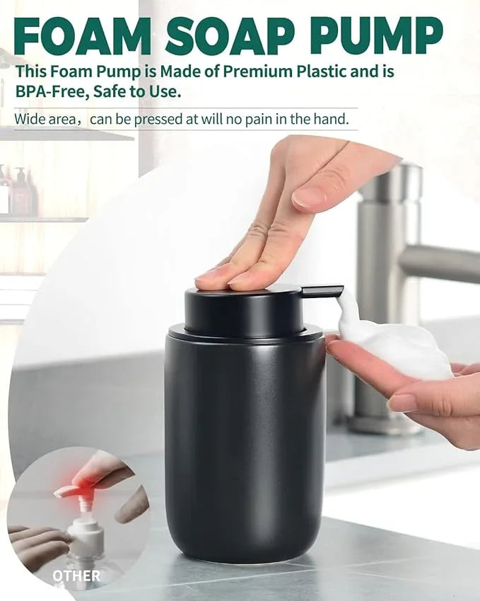 BosilunLife Black Foam Soap Dispenser - Ceramic Foaming Hand Wash Dispenser for Bathroom Modern Farmhouse Small Soap Dispenser Lotion Hand Pump Dispenser for Kitchen Sink - ModernBath