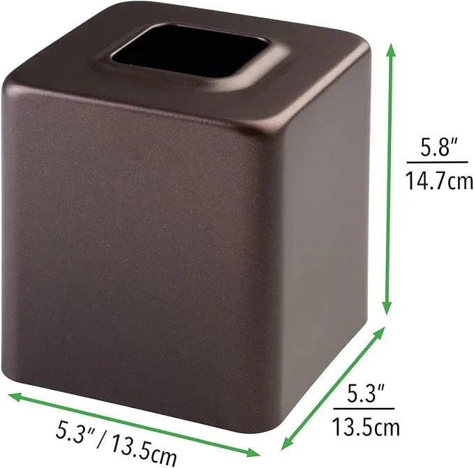 mDesign Steel Facial Tissue Box Cover/Holder for Bathroom Vanity Countertops - Bronze - ModernBath