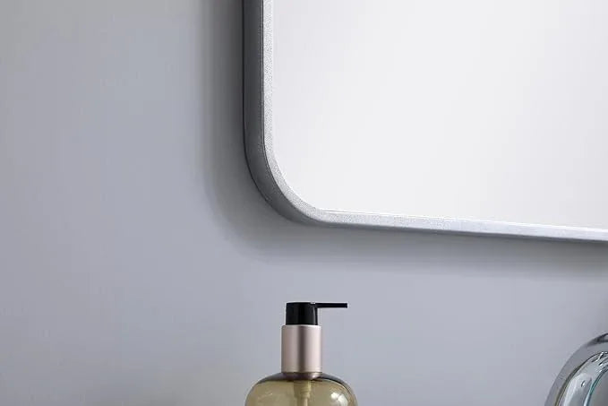 ARS Concepts Aura, Soft Corner Metal Rectangular Mirror 18X30 Inch in, Modern, Silver - ModernBath