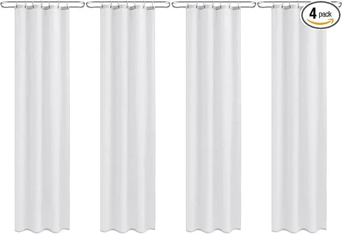 Nasitos White Shower Curtain Liners 4 Pack - W36 x H72 - Washable & Water Resistant Fabric Bath Shower Liners for Narrow Stall, Stand Up Shower Stall, RV, Camper (Magnets Included) - ModernBath