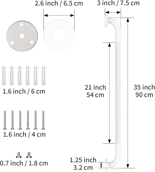 36 Inch Anti Slip Shower Grab Bar Oil Rubbed White, Munzong Bathroom Grab Bar, Knurled Bathroom Balance Bar,Safety Hand Rail Support Handicap Elderly Injury Senior Assist Bath Handle - ModernBath