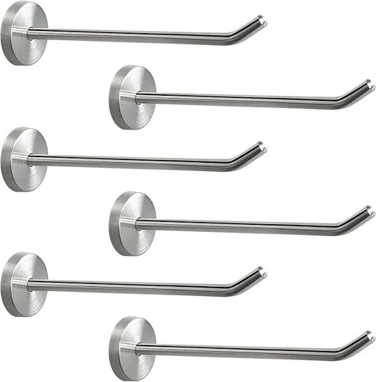 NearMoon Coat Hooks, Wall Mount Hooks for Hanging Hat Hurse Robe, 304 Stainless Steel Heavy Duty Towel Hangers for Bathroom Livingroom Hotel Kitchen Garage, 6 Pack (8 Inch, Brushed Nickel) - ModernBath