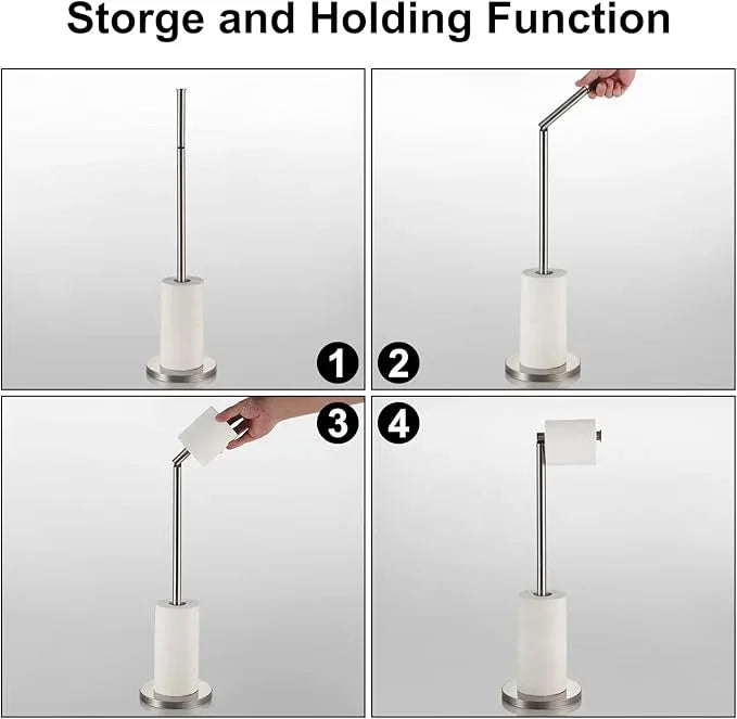 BGL Toilet Paper Holder Brushed Nickel 2 Pack Standing On Floor, Tissue Holder with Reserve Storage Paper Rolls, Free Standing Toilet Paper Holder - ModernBath