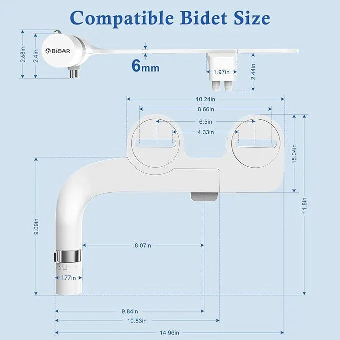 Bidet Attachment For Toilet, Ultra-Slim Dual Nozzle Bidet Toilet Seat, Non-Electric Bidets for Toilets, Adjustable Water Pressure, Feminine/Rear Wash for Women Men (Silver) - ModernBath