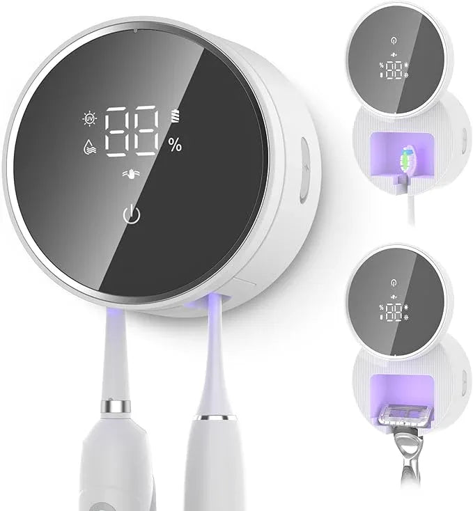 Toothbrush Holder and Cleaner Razor Holder and Dryer Auto Open/Close Cover Rechargeable Wall-Mounted Suitable for Most Toothbrushs - ModernBath
