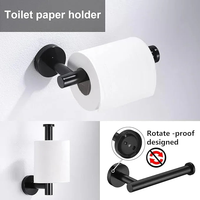5 Pieces Matte Black Bathroom Hardware Accessories Set, SUS304 Stainless Steel 24 Inch Bath Towel Bar Set, Round Bathroom Towel Holder Set, Towel Racks for Bathroom Wall Mounted - ModernBath