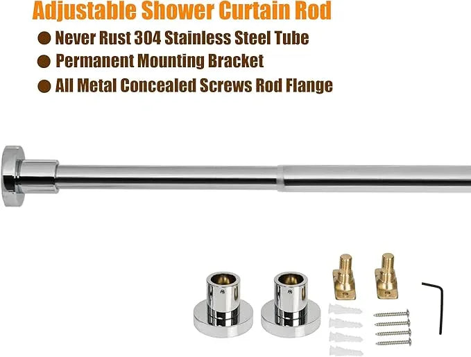 Artiwell Heavy Duty Shower Rod, Adjustable Shower Curtain Rod, Expandable 47-84 Inch, Permanent Mount Shower Rod, Never Rust Stainless Steel For Window Curtain and Closet, Chrome Plated - ModernBath