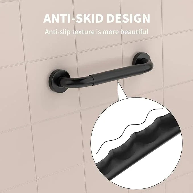 20 Inch Shower Grab Bar w/Anti Slip Rubber Grip, Munzong Black Stainless Steel Bathroom Grab Bar, Bathroom Balance Bar,Safety Handrail Support,Handicap Injury Elderly Senior Assist Bath Handle - ModernBath