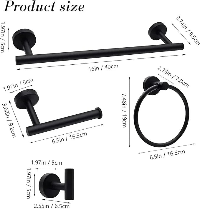 10-Pieces Matte Black Bathroom Accessories Set, Stainless Steel Bathroom Hardware Set, Bath Towel Bar Set, Towel Racks for Bathroom Wall Mounted. - ModernBath