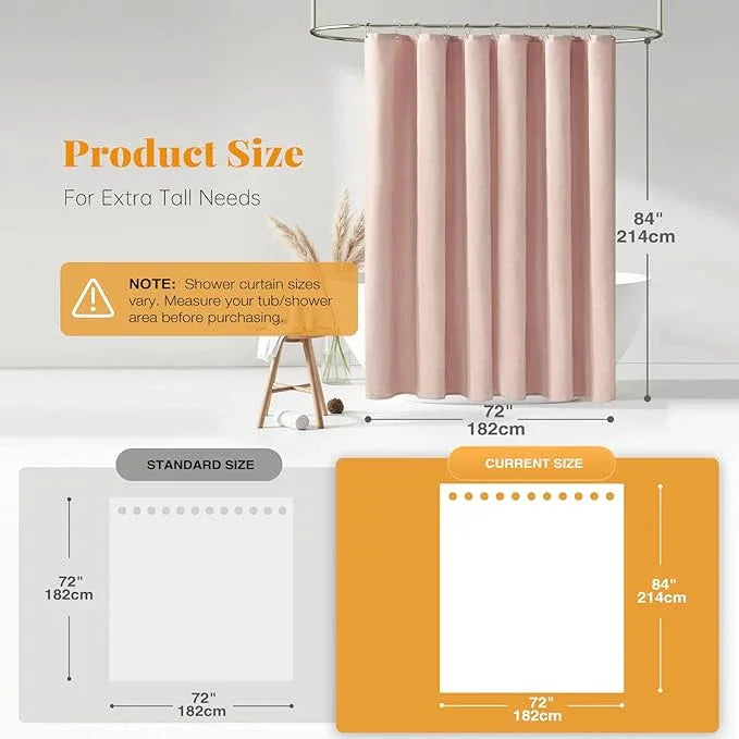 BTTN Fabric Shower Curtain, Linen Textured Heavy Duty Polyester Cloth Shower Curtain Set with Plastic Hooks, Blush, 72x84 - ModernBath