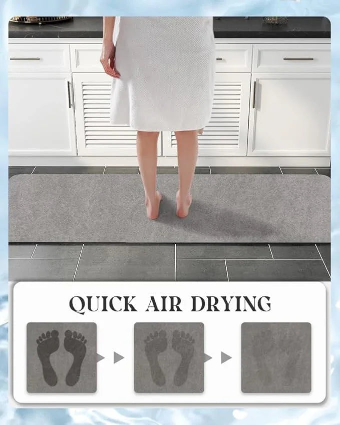 MontVoo -Bath Mat Rug-Rubber Backing Non Slip Quick Dry Absorbent Thin Bathroom Rugs Fit Under Door-Faux Suede Surface Bathroom Floor Mats-Shower Rug for in Front of Bathtub Shower Gray 24"X70" - ModernBath