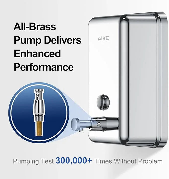 AIKE 37oz Surface Mount Stainless Steel Soap Dispenser for Commercial,Polished Stianless Steel Finish Model AK1003 - ModernBath