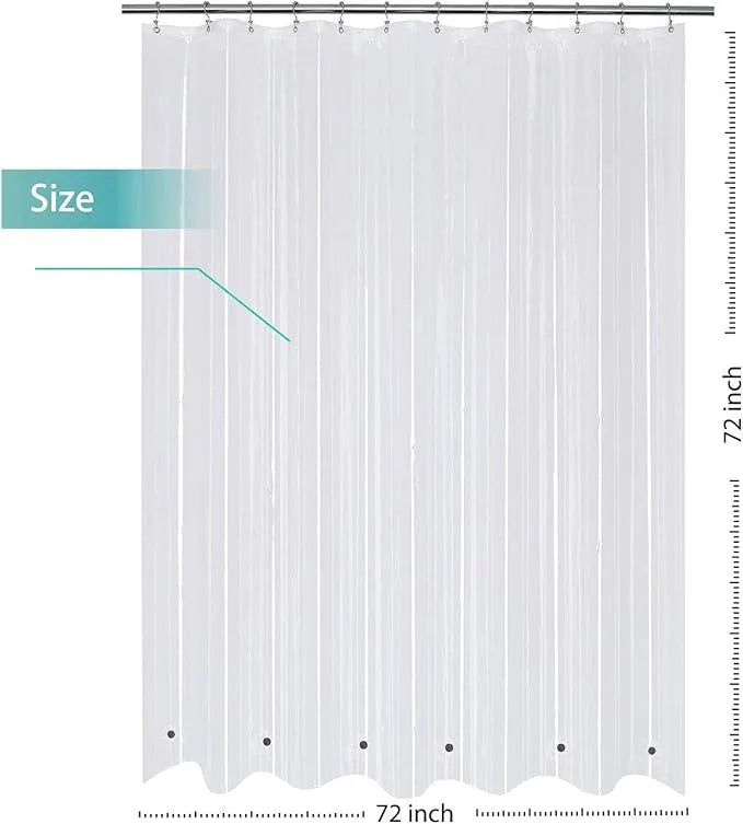 Mrs Awesome Shower Curtain Liner with 6 Magnets Clear Thick PEVA, Premium Waterproof Plastic Shower Curtain Standard Size 72 x 72 inch, Clear - ModernBath