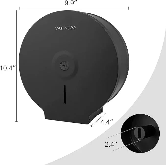 Commercial Jumbo Toilet Paper Dispenser, Wall Mount Stainless Steel 9 Inch Roll Toilet Paper Holder Bath Tissue Dispenser with Lock Key (Black) - ModernBath