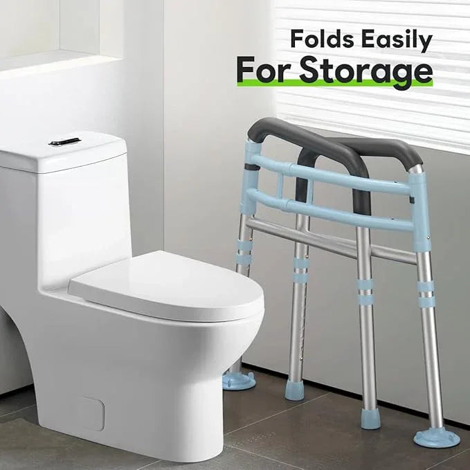 Delog Toilet Safety Rails 300 lb - Adjustable Toilet Safety Frame & Rails, Toilet Safety Rail for Elderly Adults, Toilet Handles for Seniors, Toilet Bars for Elderly & Handicap (Blue) - ModernBath