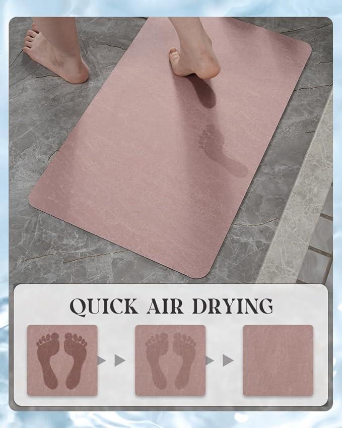 MontVoo -Bath Mat Rug-Rubber Backing Non Slip Quick Dry Absorbent Thin Bathroom Rugs Fit Under Door-Faux Suede Surface Bathroom Floor Mats-Shower Rug for in Front of Bathtub Shower Dusty Rose 16"x24" - ModernBath
