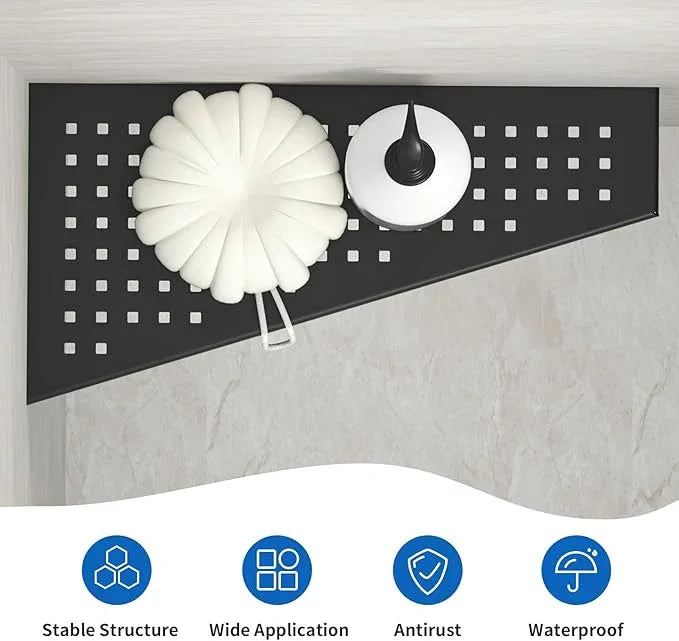Corner Shower Shelf 2PCS, Trapezoid Bathroom Shelves 12'' for Tiled Wall, 304 Stainless Steel Grout in Shelf, No Drilling Needed (Black) - ModernBath