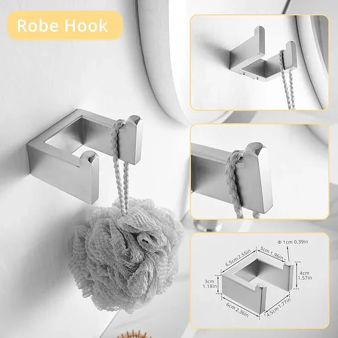 Fapully 23.6-Inch 6 Piece Bathroom Hardware Accessories Set Stainless Steel Wall Mounted Brushed Nickel Include Towel Bar,Hand Towel Holder,Toilet Paper Holder,Robe Towel Hook,Coat Hook,Towel bar Set - ModernBath