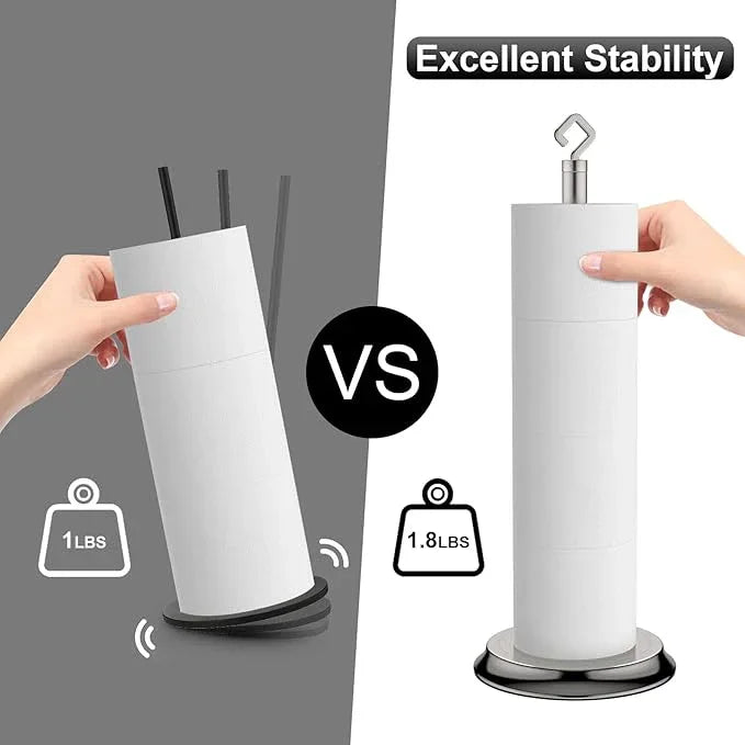Toilet Paper Holder for Bathroom, Metal Free Standing Toilet Paper Storage with Rustproof, Tissue Paper Roll Stand for Bathroom Accessories (Brushed Nickel) - ModernBath
