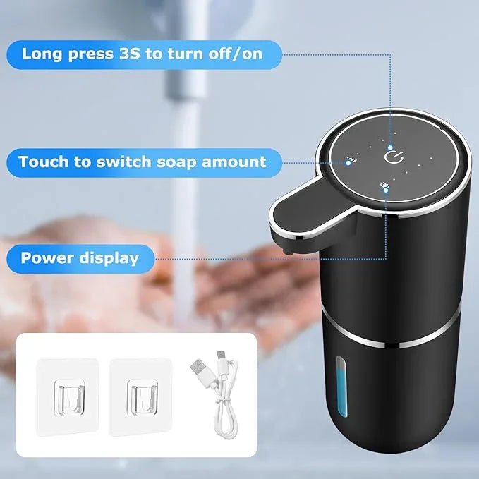 2 Pack Automatic Soap Dispenser,Automatic Liquid Soap Dispenser Touchless,12.8oz/380ml USB Rechargeabled Wall Mounted Smart Soap Dispensers for Bathroom Kitchen Dish Soap(Black) - ModernBath