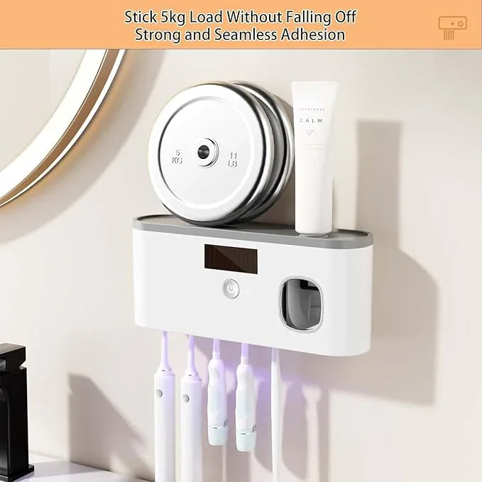 Toothbrush Holders for Bathrooms, Toothbrush Sanitizer Holder for Kids and Adult, Electric Toothbrush Holders Wall Mounted with Toothpaste Dispenser - ModernBath