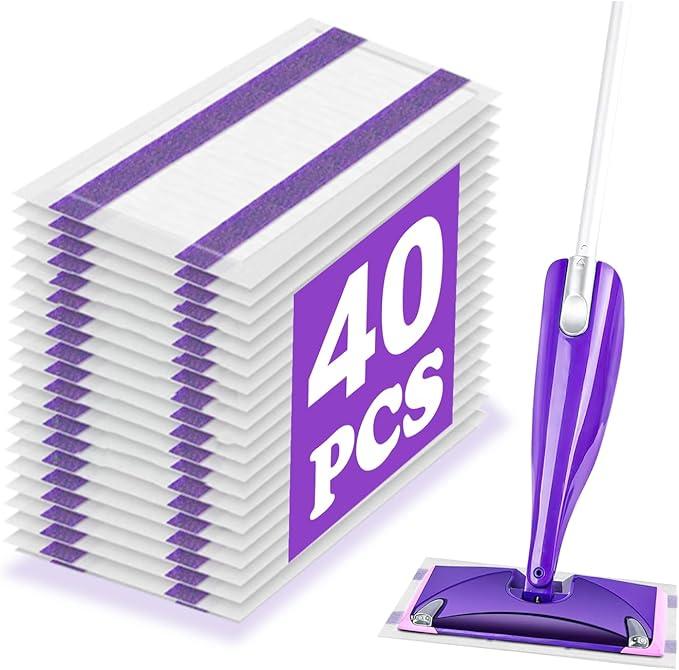 40 Pack Disposable Mop Pad Refills for Wet Jet Spray Mop Pads, Wet Jet Pads for All Purpose Multi-Surface Hardwood Floor Cleaning, 4 Layers Thickened Durable and Heavy Duty Absorbent - ModernBath