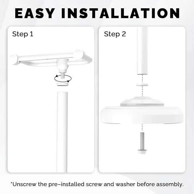 Toilet Paper Holder Stand, White Toilet Paper Holder Free Standing, Post Pivoting Design & Stable Weighted Base SUS304 Stainless Steel for Bathroom (Mega Roll) - ModernBath