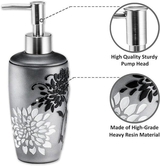 Zahari Home 4pc Erica Bathroom Accessories Sets Modern Classic Soap Dispenser, Tumbler, Tooth Brush Holder and Soap Dish Holder Unique Design Grey Bathroom Set - ModernBath